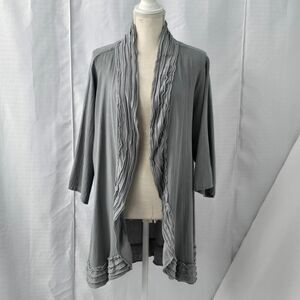 Oh My Gauze! Womens 2 L / XL Cotton Slate Blue Open Front Cardigan Tunic